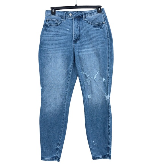 Judy Blue Denim - Judy Blue Skinny Fit Jeans Womens 14W Cotton Sorbtek Blue Distressed JB88615 MD